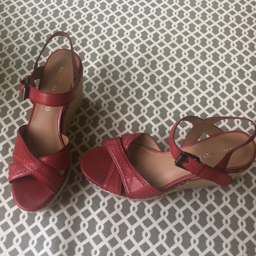 red Franco Sarto wedges